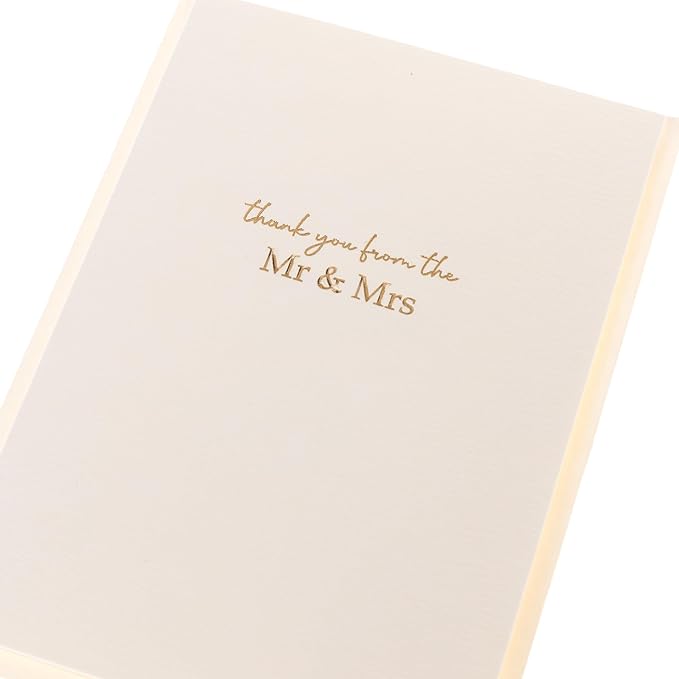 Graphique Wedding Thank You Cards, Mr. & Mrs., Pack of 10 Cards with Envelopes, Blank Inside, Gold Foil Embossing, La Petite Press Collection Boxed Set, 3.25" x 4.75"