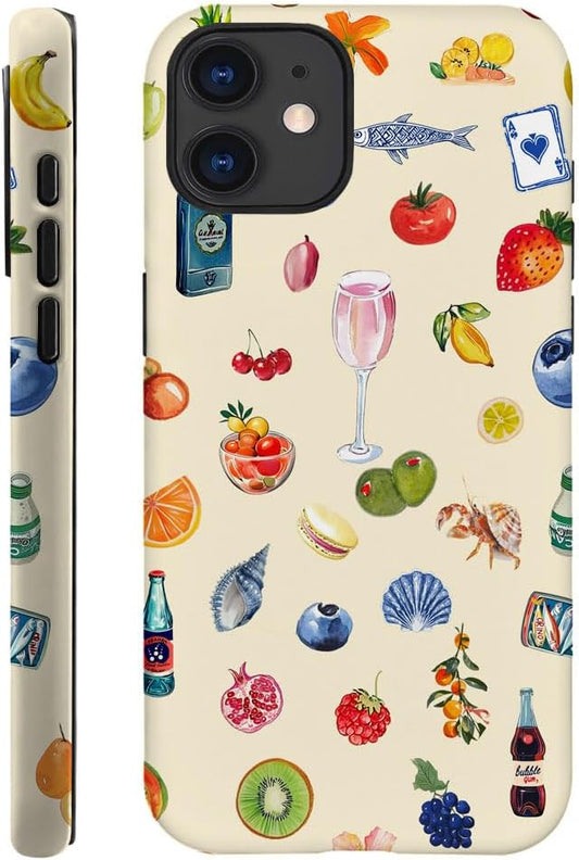 DAIZAG Case Compatible with iPhone 12,Fit Shockproof Cover for Women Girls,Fruit Flower Seashell Aesthetic