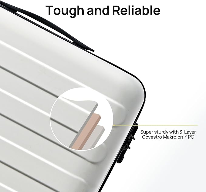 NINETYGO Carry On Luggage 22x14x9 Airline Approved, 20 Inch Luggage with Smooth Spinner Wheels, Lightweight, Hard Shell PC Suitcase Carry-On, Travel Luggage, TSA Approved (Lily White, Rhine Basic)