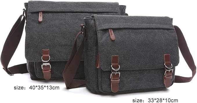 Messenger Bag for Men Retro, Canvas Satchel casual Briefcases Laptop Bag fit 13.3 15.6 Inch