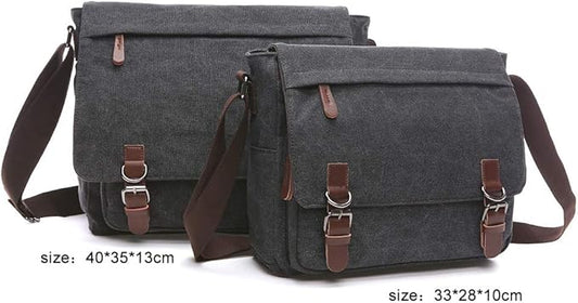 Messenger Bag for Men Retro, Canvas Satchel casual Briefcases Laptop Bag fit 13.3 15.6 Inch