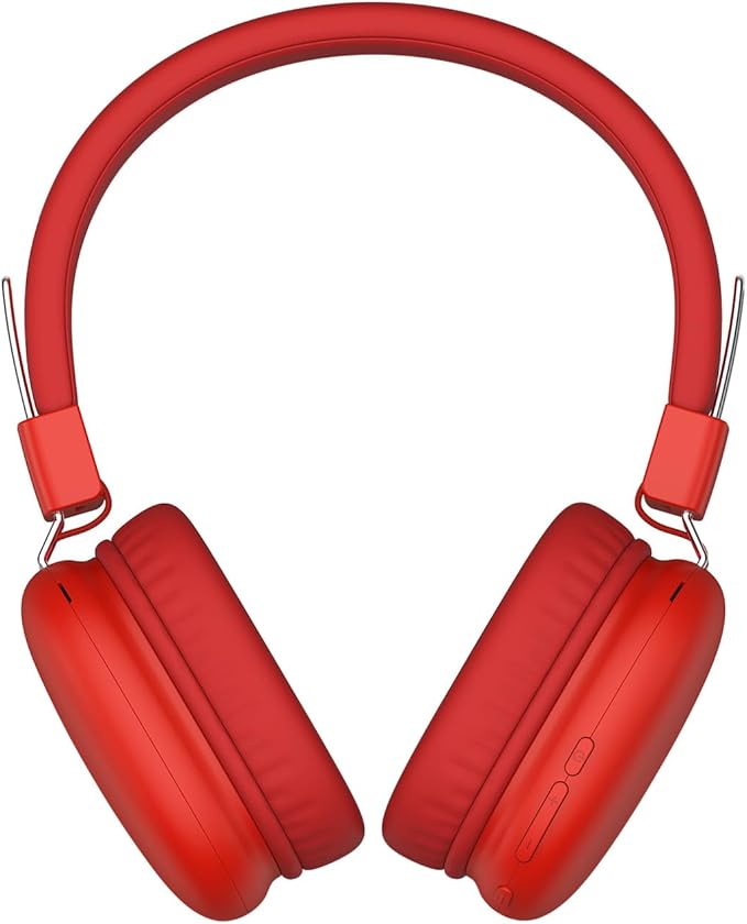 Kids Bluetooth Headphones, Over-Ear Wireless Headphones with Microphone, Safe-Volume 85dBA, Bluetooth 5.4, Foldable Lightweight and Comfortable, 50H Playtime, USB-C Charging, Red