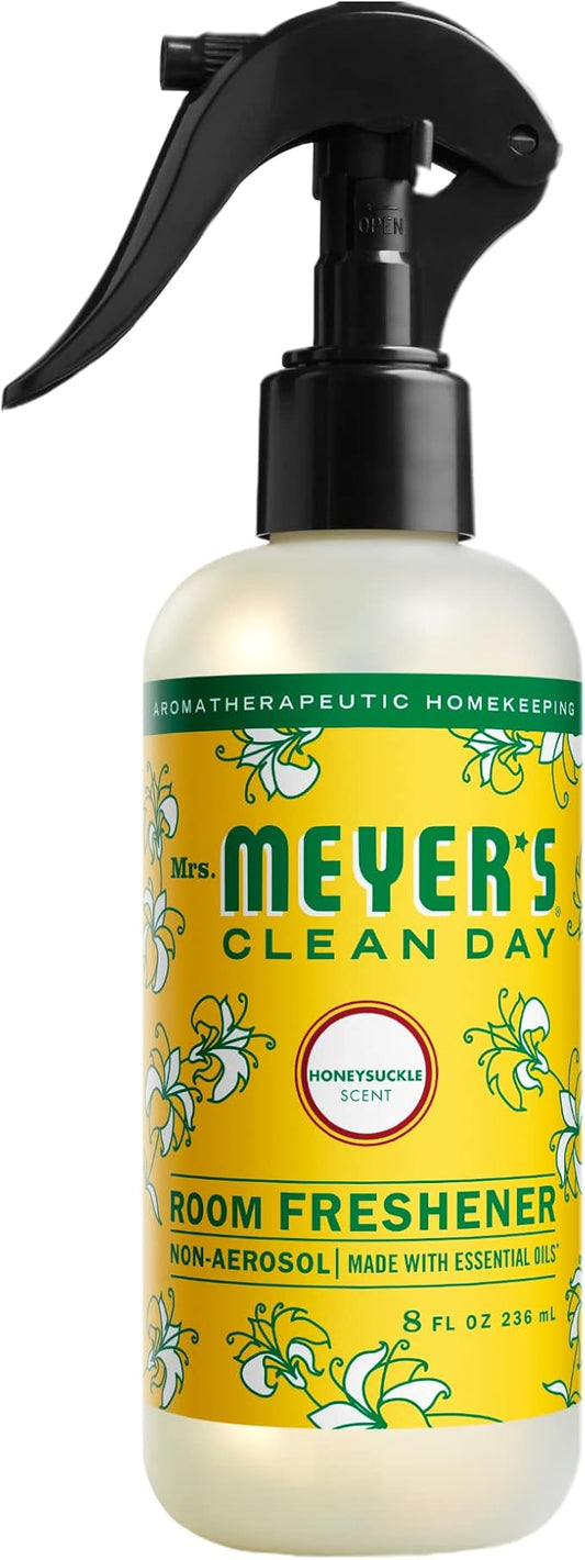 MRS. MEYER'S CLEAN DAY Room and Air Freshener Spray, Non-Aerosol Spray Bottle Infused with Essential Oils, Honeysuckle, 8 fl. Oz