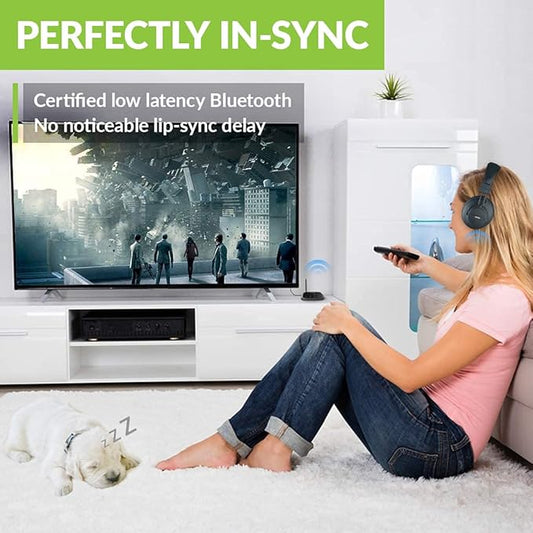 Avantree HT5009 - Wireless Headphones for TV Watching with Clear Dialogue Mode, Enhanced Volume & Comfortable Fit for Seniors, 40hrs Bluetooth Headset, 164ft, Pass-Through Support, No Audio Delay