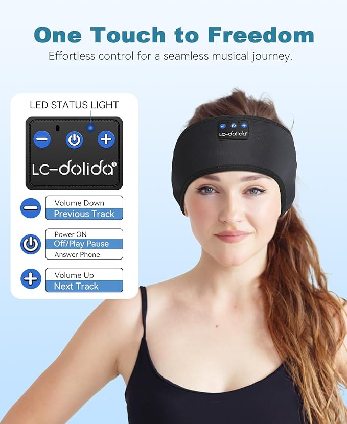 LC-dolida 2-Pack Sleep Headphones Bluetooth 5.4, Sports Bluetooth Headband Headphones Wireless with Ultra-Thin HD Stereo Speaker for Sleeping Gift Workout Yoga Travel Meditation