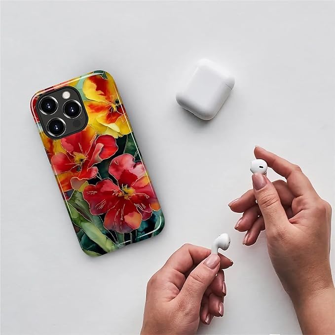 Case for iPhone 15 Pro Case,Vintage Floral Girly Design - Hybrid Dual Protection Silicone + Hard PC Shockproof Full Body Cover Slim Anti-Scratch Protective Case for Men Women