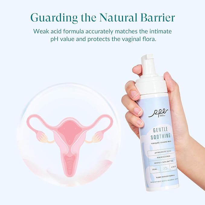 Soothing Foaming Feminine Wash for Women Ph Balance - Gentle Plant-Based Body Wash for Sensitive Skin - Vaginal Reduces Odor - Paraben & Dioxide Free, Unscented, 6.76 Fl.Oz, Pack of 1