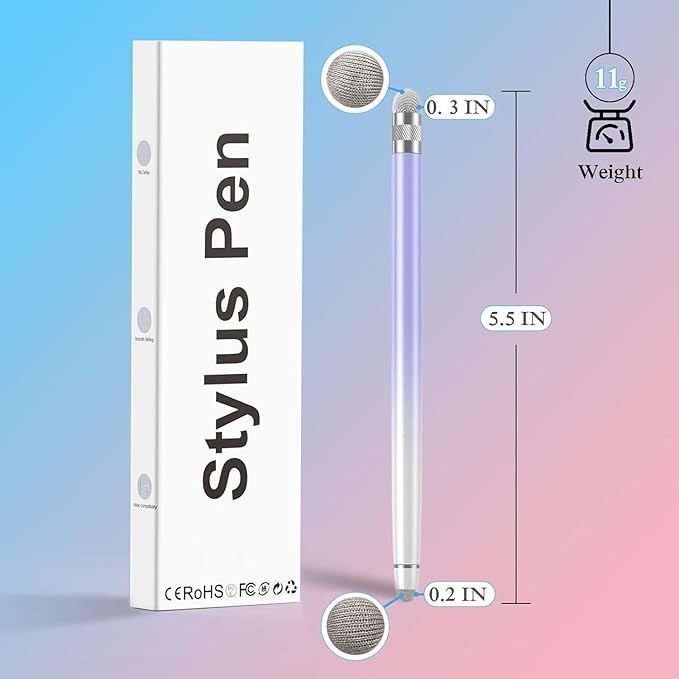 2PCS Stylus Pens for Touch Screens,Stylus Pen for iPhone/iPad/Tablet Android/Microsoft Surface,Compatible with Touch Screens(White Pink/White Purple)