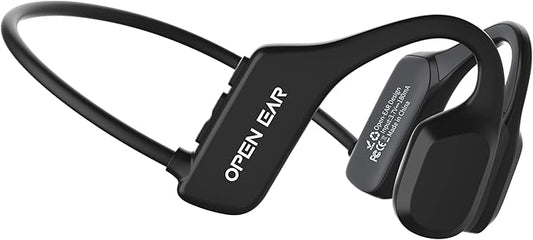 Bone Conduction Headphones, Open Ear Wireless Headphones with Microphone, Bluetooth 5.3, 6 Hours of Use Time, IPX5 and Sweat Resistant Sports Headphones for Outdoor, Workout, Cycling (Black)