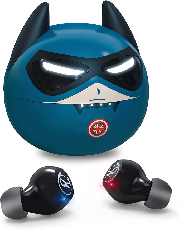 Kids Wireless Earbuds,Bluetooth Earbuds with Microphone Comfort&Lightweight in Ear Headphone with Deep Bass 3D Surround Stereo,Long Life Portable Mini Captain Charging Case for Boys Gifts…