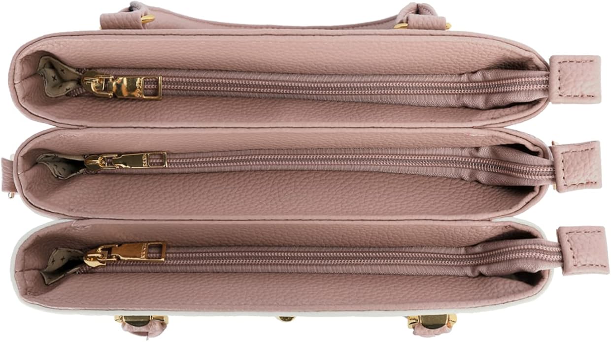 KKXIU Women Satchel Bags Handle Shoulder Handbags and Purses Pockets Zipper Leather Crossbody Bags