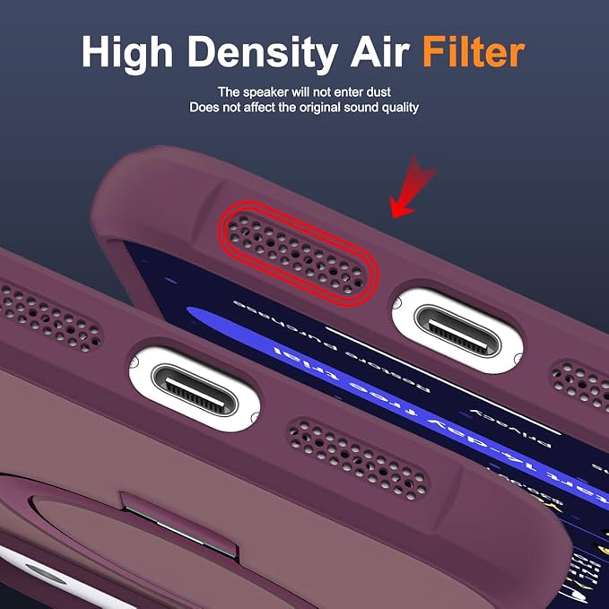 Compatible with iPhone 17 Pro Case with Invisible Magnetic O-Ring Stand Military-Grade Translucent Phone Case for iPhone 17 Pro 6.3" [Compatible with Mag-Safe][Great Grip Feeling], Wine Red