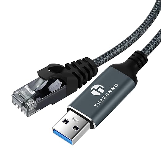 USB to Ethernet Cable 10FT, USB 3.0 A to RJ45 Male Cable Directly Connected Gigabit LAN Network, Compatible with Laptop, PC, MacBook, Switch, Windows 10/11, macOS, Linux