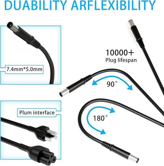 65W 19.5V 3.34A Laptop Charger Compatible with Dell Latitude 5400 5480 5590 5500 5490 5580 7280 7290 7480 7490 E5470 E5440 E6420 E6430 E6440 E6540 E7450 E7440 E7250 LA65NM130 AC Power Adapter