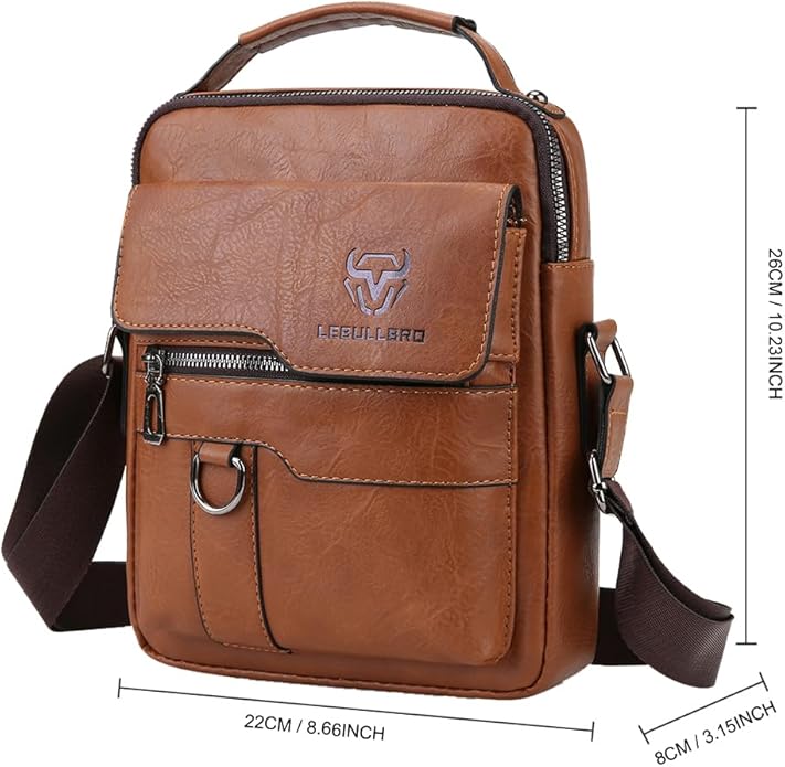 Shoulder Bag for Men Crossbody Bags Leather Sling Bag Messenger Bags with Multiple Pockets Business Outdoor
