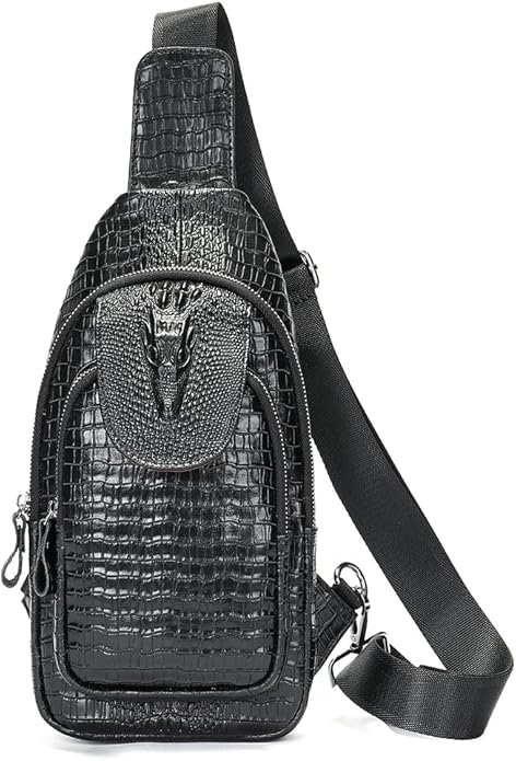 LUKZIJAES Genuine Leather Sling Bag for Men