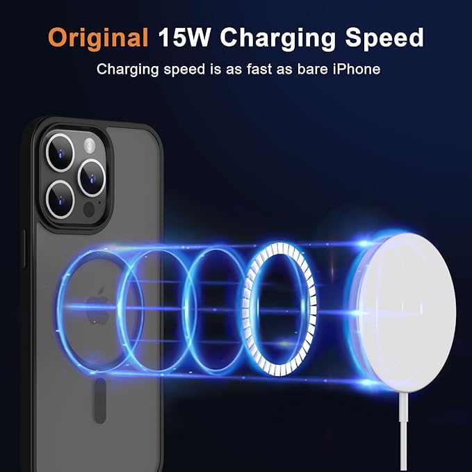 MOCCA Strong Magnetic for iPhone 13 Pro Max Case,[Compatible with Magsafe][Glass Screen Protector+Camera Lens Protector] Slim Thin Shockproof Cover Phone Case for iPhone 13 Pro Max 6.7", Black