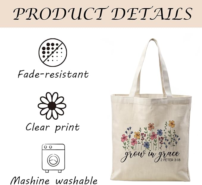 Canvas Tote Bag Aesthetic for Women,Reusable Canvas Cute Shoulder Bag for Grocery, Shopping, Beach & Daily Use