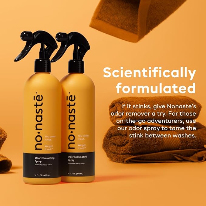 Nonaste Odor Eliminating Spray - 32 Fl Oz (Pack of 2) - Shoe & Yoga Mat Spray, Boxing Glove Deodorizer, Gym Bag Deodorizer, Fabric Odor Eliminator - No Washing Needed