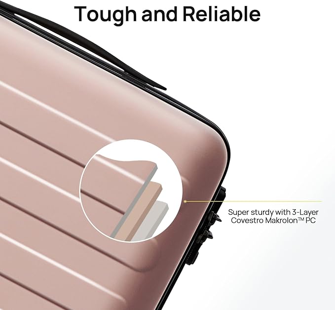 NINETYGO Carry On Luggage 22x14x9 Airline Approved, 20 Inch Luggage with Smooth Spinner Wheels, Lightweight, Hard Shell PC Suitcase Carry-On, Travel Luggage, TSA Approved (Pink, Rhine Basic)