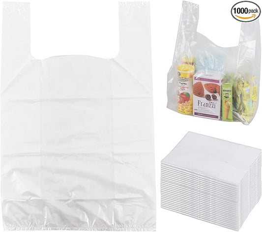 Zopnny 1000 Counts Plastic Grocery T-shirt Bags, Clear Carry Out Bags