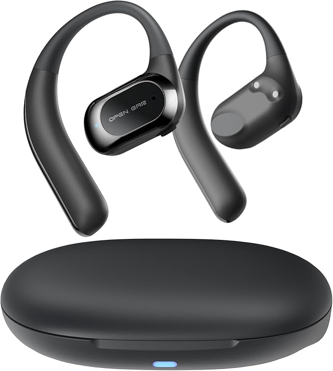 JOYWISE True Wireless Bone Conduction Headphones, Bluetooth 5.4 AI Music Generator Open Ear Earbuds with 30 Hrs Playtime, Ultra Lightweight, IP68 Waterproof, Design for Cycling, Running, Black