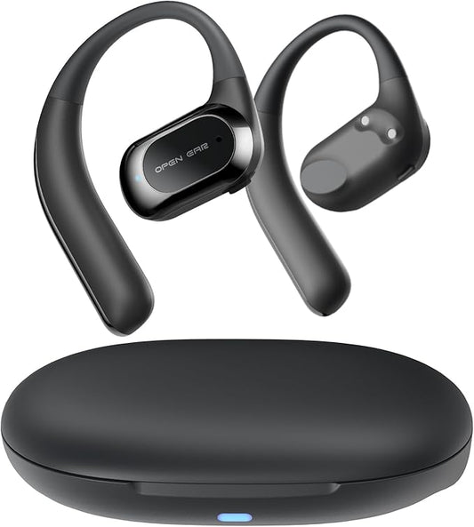 JOYWISE True Wireless Bone Conduction Headphones, Bluetooth 5.4 AI Music Generator Open Ear Earbuds with 30 Hrs Playtime, Ultra Lightweight, IP68 Waterproof, Design for Cycling, Running, Black