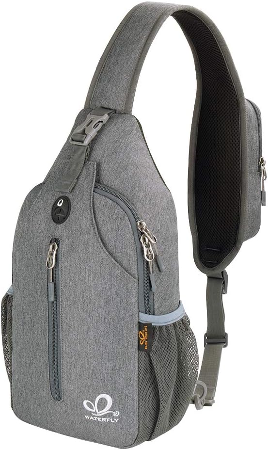 WATERFLY Crossbody Sling Backpack Sling Bag Travel Hiking Chest Bags Daypack (Dark gray)
