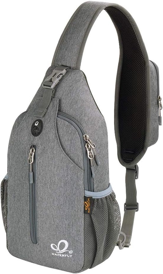 WATERFLY Crossbody Sling Backpack Sling Bag Travel Hiking Chest Bags Daypack (Dark gray)