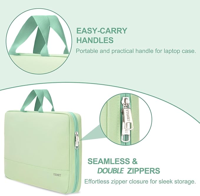 Ytonet Laptop Case, 15.6 inch Laptop Sleeve with Handle, TSA Water Resistant Computer Carrying Case Compatible for MacBook, HP, Dell, Lenovo, Asus Notebook, Gifts for Men Women, Mint Green