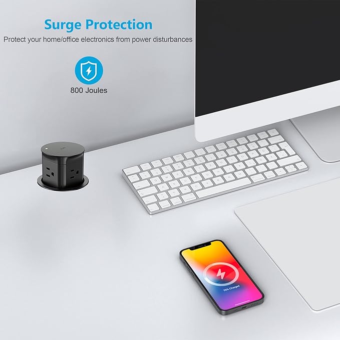 Jgstkcity Pop up Outlet for Kitchen Counter Island,Pop Out Outlet Station with 15 Amp Receptacle Outlet, Splash Resistant,3.15" Diameter,Conference Table Power Hub,ETL Listed