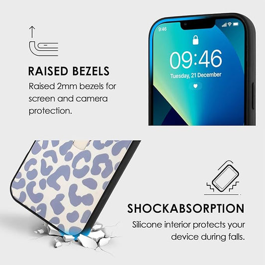 Compatible with iPhone 13 Pro Max Case with Finger Hand Strap Kickstand, Trendy Cool Leopard Cheetah Print Phone Case for Women Men, Full Camera Protection Shockproof Protective Cover, White