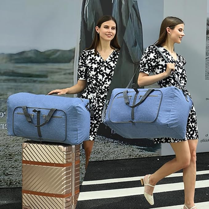 Dimayar 115L Travel Duffle Bag for Men Women - Foldable Duffel Bag with Shoes Compartment - Overnight Bags Waterproof & Tear Resistant(Blue)