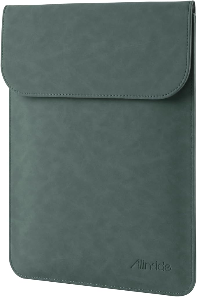 Allinside 13-13.3 inch Laptop Sleeve Case for MacBook Pro 14 2021–2024 (A2992, A3112, A3401, A3185)/MacBook Air 13 2010-2017/MacBook Pro 13 2010-2015, PU Suede Leather Laptop Case Cover, Dark Green