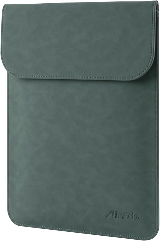 Allinside 13-13.3 inch Laptop Sleeve Case for MacBook Pro 14 2021–2024 (A2992, A3112, A3401, A3185)/MacBook Air 13 2010-2017/MacBook Pro 13 2010-2015, PU Suede Leather Laptop Case Cover, Dark Green