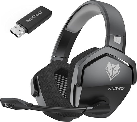 NUBWO G06 Dual Wireless Gaming Headset with Microphone for Ps5, Ps4, PC - 23ms Low Latency Audio - 100-Hour of Playtime - 50mm Drivers (Black-Grey)