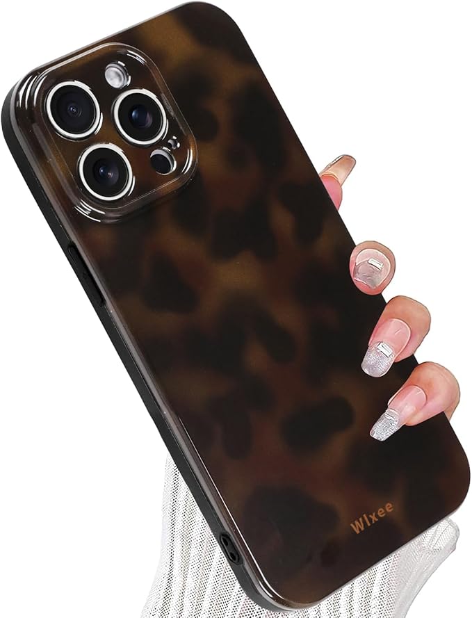 Phone Case for iPhone 14 Pro Max Cute Stylish Leopard Aesthetic Tortoise Amber Design Slim Shockproof Translucent Matte Brown Clear Case for iPhone 14 Pro Max, Deep Tortoise Print