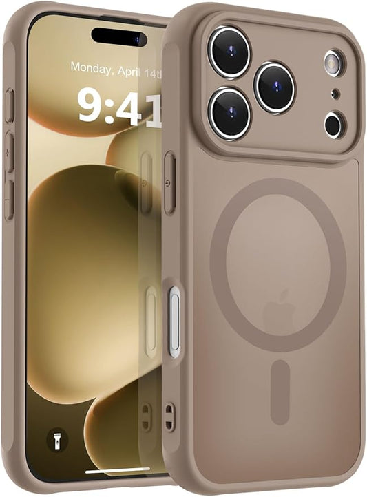 MOCCA Strong Magnetic Compatible with iPhone 17 Pro Case [Compatible with Magsafe] [Full Camera Protection] Slim Translucent Matte Shockproof Phone Case Cover 6.3",Brown