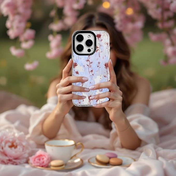 for iPhone 14 Case, Watercolor Rose Pattern, Military-Grade Drop Protection, Cute Soft Slim TPU Protective Cover with Camera Lens Protection for Women & Girls