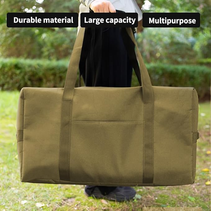 Large Military Duffle Bag Tactical Gear Load Out Bag Camping Storage Utility Tote Deployment Cargo Bag Travel Sports Equipment Duffel Luggage Bag with (Khaki, Medium 25.59"x11.81"x13.78"))