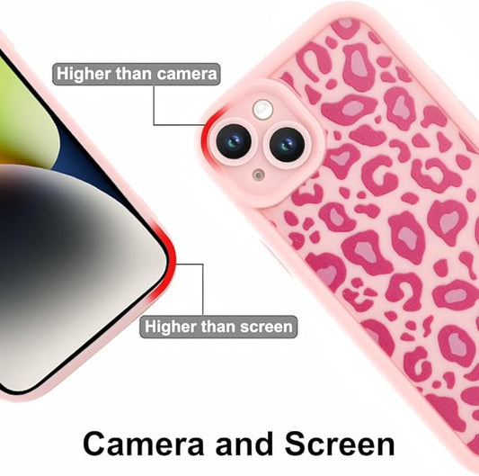KANGHAR Case for iPhone 14 Plus Leopard Printed Pattern Cute Cheetah Phone Case Soft TPU Shockproof Protective Cover for iPhone 14 Plus 6.7 Inch Pink