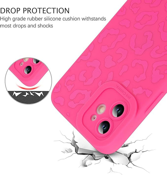 ZIYE for iPhone 11 Case Hot Pink Leopard Pattern Phone Case with Camera Protection,Soft TPU Silicone Rubber Protective Cover Cheetah Design Cases Compatible with iPhone 11 6.1 Inch