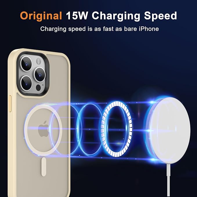 MOCCA Strong Magnetic for iPhone 12 Pro Max Case,[Compatible with Magsafe][Glass Screen Protector+Camera Lens Protector] Slim Thin Shockproof Cover Phone Case for iPhone 12 Pro Max 6.7", Light Gold