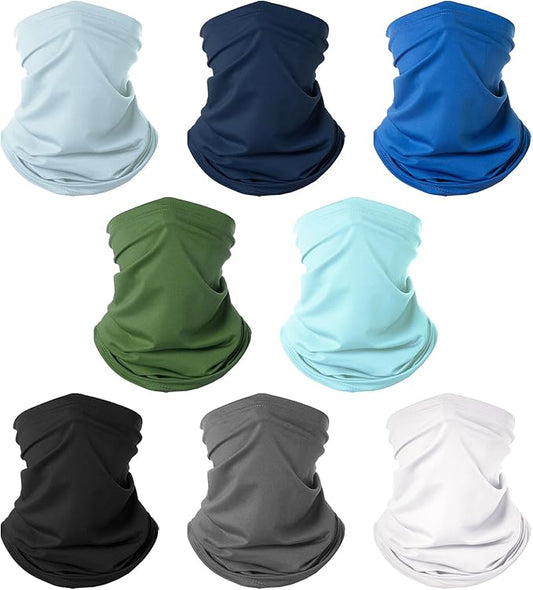 8 Pack Neck Gaiter Balaclava Gator Bandana Face Mask Cooling UV Protection Face Cover Neck Scarf for Men Women