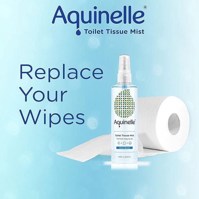 Toilet Tissue Mist, Eco-Friendly & Non-Clogging Alternative to Flushable Wipes Simply Spray On Any Folded Toilet Paper (3-8.25 oz Ocean Breeze)