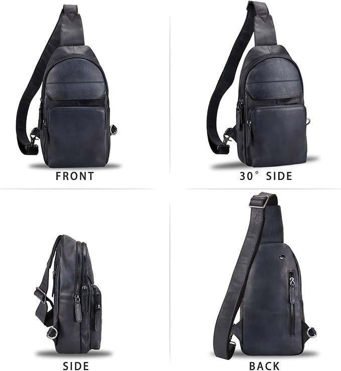 Genuine Leather Sling Bag for Man and Women Crossbody Purse Handmade Retro Shoulder Backpack Vintage Chest Bags