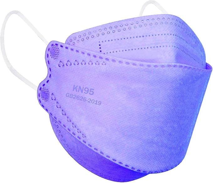 KN95 Face Masks for Adults 50 Pack, Individually Wrapped, 5-Ply Purple Disposable Face Mask Against PM 2.5 Smoke & Dust, Filtration Efficiency 95%