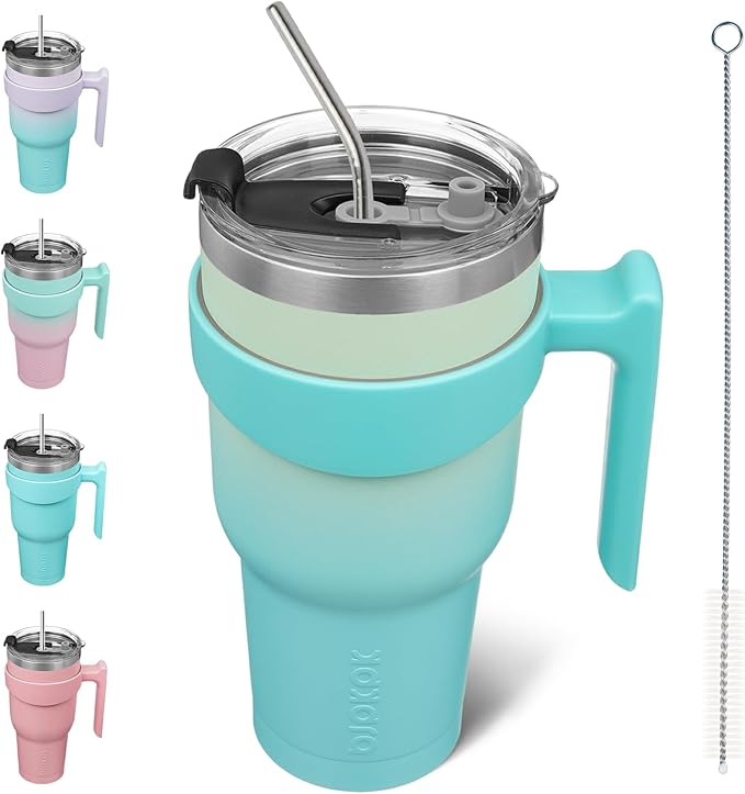 BJPKPK 40 oz Stainless Steel Insulated Tumbler Cups With Handle And Straw And Lid,Mint