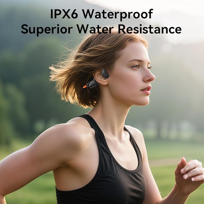 Bone Conduction Headphones, Open Ear Headphones Bluetooth5.4 with Mic, 15H Playtime, IPX6 Sweat Resistant Wireless Earphones, for Workouts and Running, Orange