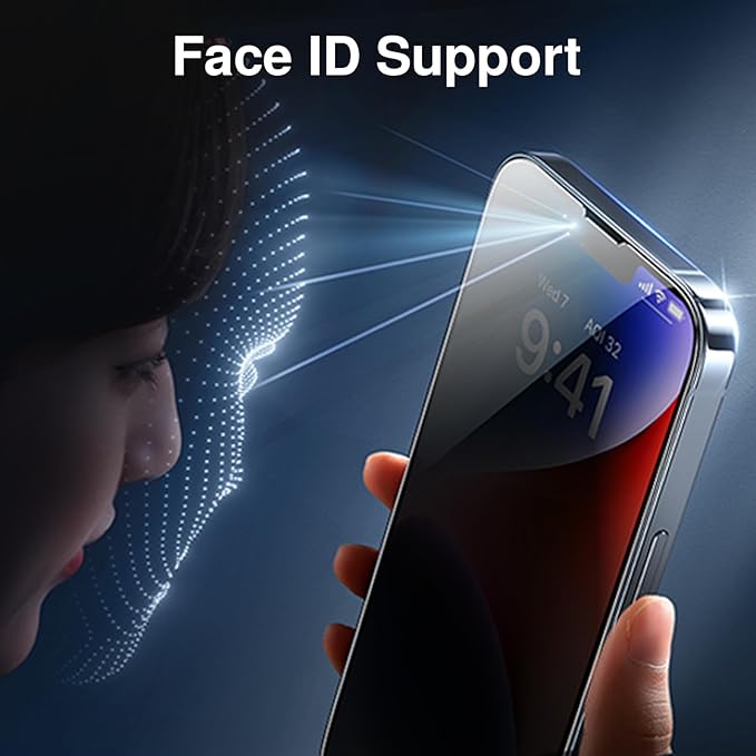 SMARTDEVIL 2+2Pack Privacy Screen Protector for iPhone 14 Plus with Camera Lens Protector,Shatterproof Tempered Glass [True 28°Anti Spy][9H Hardness][Automatic Dust-Elimination Install][Bubble Free]